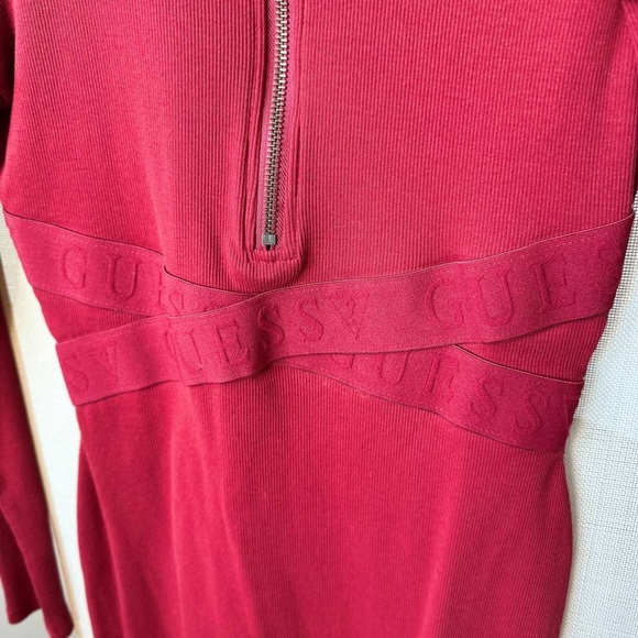 GUESS Ribbed Zip Bodycon Dress – Red – Size S/M (Like New) - Picture 5 of 7